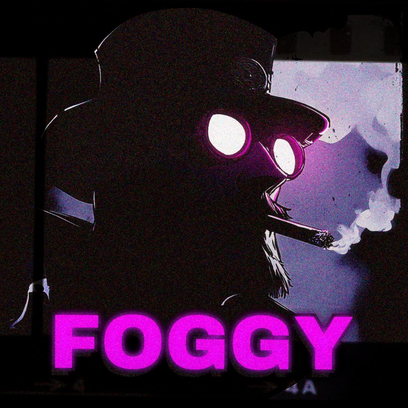 Foggy — shadowy figure with glowing eyes wreathed in magenta neon smoke